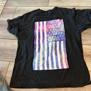 Men’s Black T-Shirt with Galaxy Flag Design size large